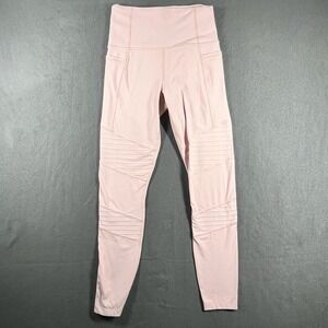 Athleta‎ Inclination Moto Tight Pink XS High Rise Ribbed Leggings Powervita